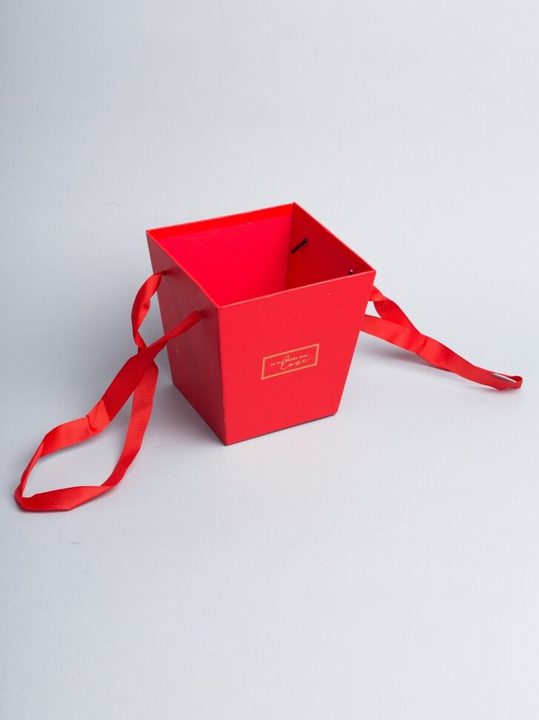 Коробка для цветов Трапеция 14,5см x11см x15см W3242 красный
