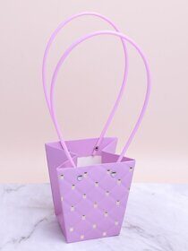 Сумочка для цветов 12х8х12,5см 3D М314 сиреневый светлый
